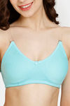 Rosaline Everyday Double Layered Non Wired Medium Coverage T-Shirt Bra With Transparent Straps - Aruba Blue — thumbnail 4